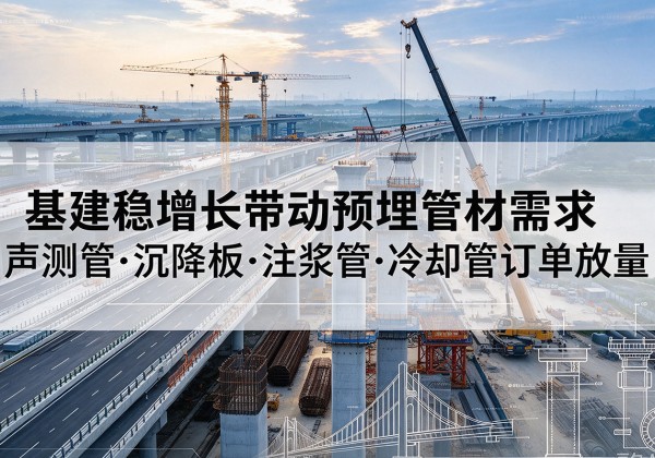 合作基建稳增长带动预埋监测管材需求，声测管、沉降板、注浆管订单持续放量